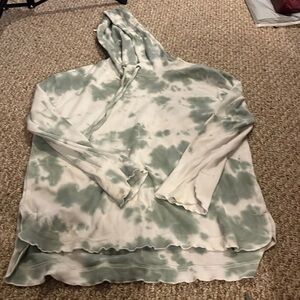 Green and white tie dyed sweat suit